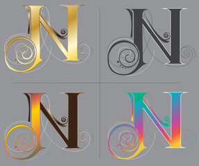 Letter N alphabet font design