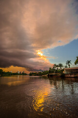 Fototapeta premium sunset, beautiful landscape and wonderful clouds