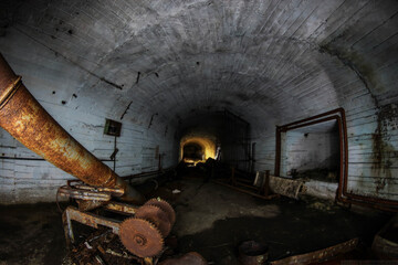 tunnels of an abandoned bunker in the mountain