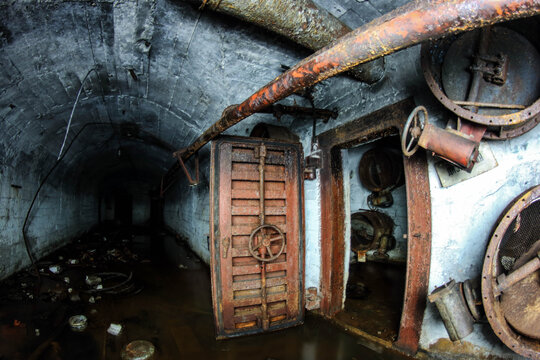 sealed door in an abandoned bunker