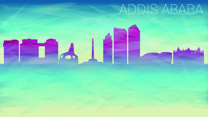 Addis Ababa Ethiopia City Skyline Vector Silhouette. Broken Glass Abstract Geometric Dynamic Textured. Banner Background. Colorful Shape Composition.