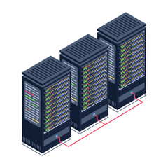 
A server room icon in isometric design, premium download 

