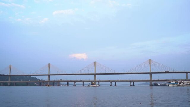 Mandovi River Bridge in daylight, also known as Atal Setu.