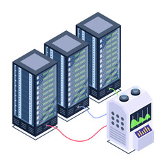 
A server room icon in isometric design, premium download 

