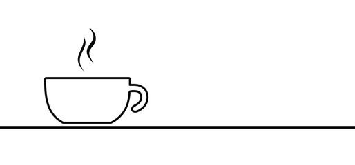 Fresh cup of thea or coffee in the morning Flat vector hot thea cup sign. Relaxing and chill, motivation and inspiration message concept. Breaking time logo.