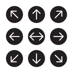 Arrow icon symbol of right, left, down, up, back and more sign for ui design