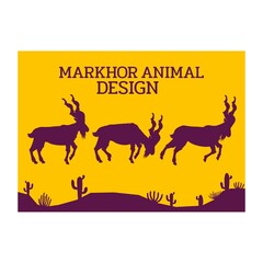 mountain goat markhor endemic animal silhouette flat design vector illustration 