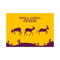 antelope desert animal silhouette flat design vector illustration