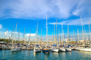 Sea bay with yachts on a sunny day