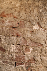  Vertical photo of a brick wall in cement. Texture background