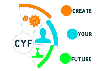 CYF - Create Your Future acronym. business concept background.  vector illustration concept with keywords and icons. lettering illustration with icons for web banner, flyer, landing page