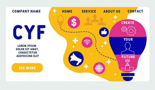 Vector website design template . CYF - Create Your Future acronym. business concept background. illustration for website banner, marketing materials, business presentation, online advertising