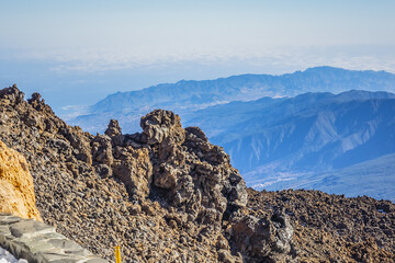 Wonderful sunrise view from Teide Volcano Mountain (Mount Teide) Cable Car Upper Station to Taide...