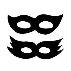 masquerade mask set icon. hand drawn doodle style. vector, minimalism, monochrome, sketch. holiday, party, new year, birthday, holiday, accessory.
