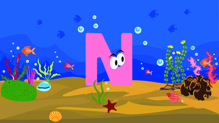 Naklejka premium Cartoon Illustration of funny capital letter with colourful background