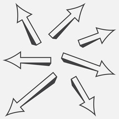 sharp arrows with black shadow sign set