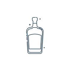 Bottle liquor line art in flat style. Restaurant alcoholic illustration for celebration design. Design contour element. Beverage outline icon. Isolated on white background in graphic style