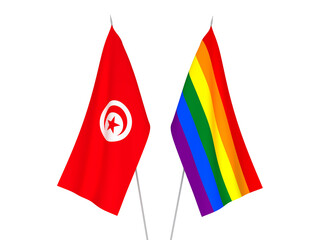 Rainbow gay pride and Republic of Tunisia flags