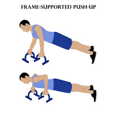 Obraz na płótnie Canvas Frame-supported push-up exercise strength workout vector illustration
