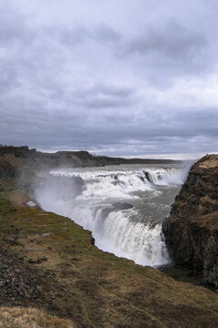 Famous Gulfoss waterfall in the Golden Circle in South Iceland. Vertical photo