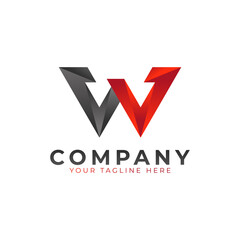 Creative Initial Letter W Logo Design. Black and Red Geometric Arrow Shape Low Poly Style. Usable for Business and Branding Logos. Flat Vector Logo Design Ideas Template Element. Eps10 Vector