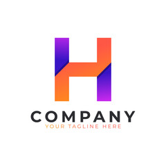 Creative Initial Letter H Logo Modern and Elegant. Purple and Orange Geometric Shape Arrow Style. Usable for Business and Branding Logos. Flat Vector Logo Design Ideas Template Element. Eps10 Vector