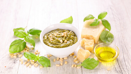 pesto sauce with parmesan and basil