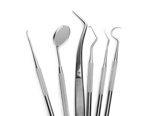 Dentist's tools on white background