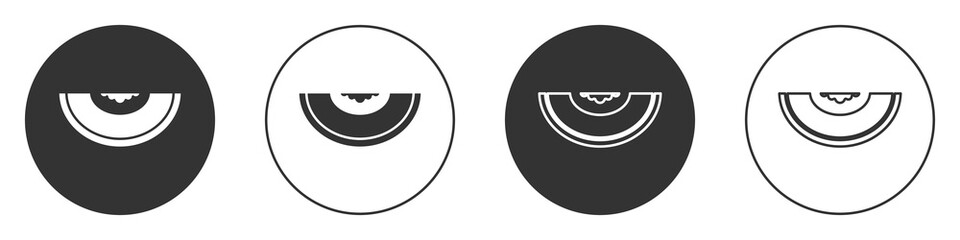 Black Melon fruit icon isolated on white background. Circle button. Vector