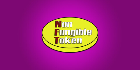 NFT Non-fungible token illustration art design.