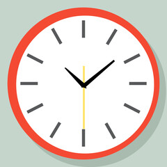 Clock icon in flat style, timer on color background.