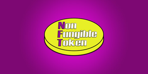 NFT Non-fungible token illustration art design.