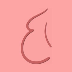 Paper cut style. Logotype with a pregnant woman. Line drawing. Stylish logo for a prenatal or reproductive clinic, pregnancy brochure, surrogacy agency. 