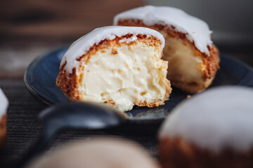 Delicious french Choux Craquelin pastries