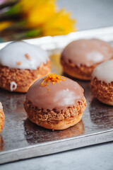 Delicious french Choux Craquelin pastries