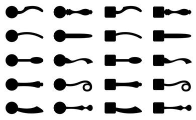 Illustration of different door knobs isolated on white