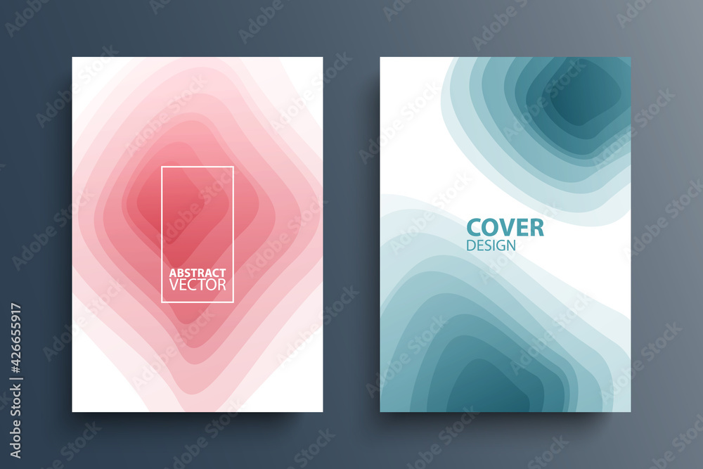 Poster Brochure cover template layouts with abstract gradient design elements. Futuristic abstract modern pattern with fluid colors, soft wave shapes for your graphic design. Vector illustration.