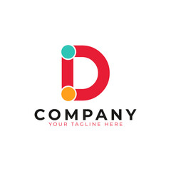 Creative Abstract Initial Letter D Logo. Colorful Rounded Line with Dots. Usable for Business and Branding Logos. Flat Vector Logo Design Ideas Template Element. Eps10 Vector