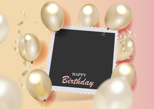 Birthday photo frame with color balloon