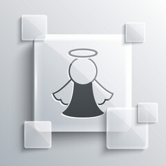 Grey Angel icon isolated on grey background. Square glass panels. Vector