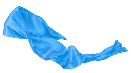 Beautiful flowing fabric of blue wavy silk or satin. 3d rendering image.