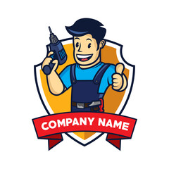 Handyman vector logo in retro style with badge design, perfect for home repair services company logo