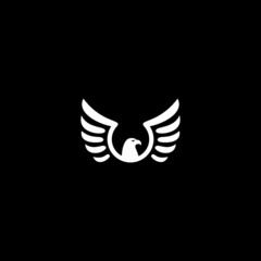 flying eagle icon logo vector illustration in monochrome style