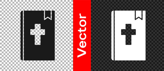 Black Holy bible book icon isolated on transparent background. Vector