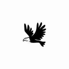 flying eagle icon logo vector illustration in monochrome style