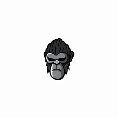 Cute monkey head logo vector illustration, ape mascot logo design