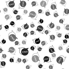 Black DNA symbol icon isolated seamless pattern on white background. Vector