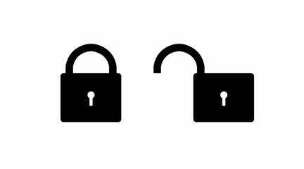 Padlock Icon Set. Vector isolated set of opened and locked padlocks