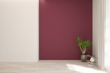 Colorful empty room. Scandinavian interior design. 3D illustration