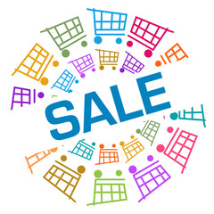 Sale Colorful Shopping Cart Circular Badge Style 